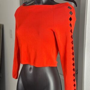 Off-the-Shoulder Red Sweater